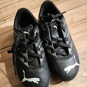 Puma Kids Black and White Cleats